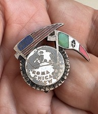 Rare 1933 Worlds Fair Italo Balbo Trans-Atlantic Flight Commemorative Badge Pin picture