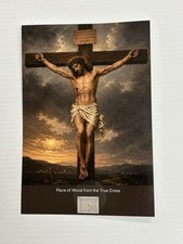 Piece Of Wood From The True Cross relic Catholic Church card Religious picture
