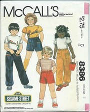M 8386 sewing pattern T-SHIRT PANTS SHORTS sew Sesame BERT ERNIE uncut Transfers picture