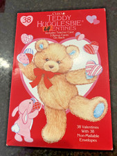 🧸 Vintage Teddy Hugglesbie Valentine Cards – NOS – 38 Cards w Envelopes – Class picture