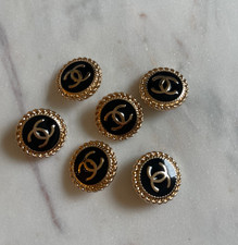 STAMPED lot of 6 Designer Black and Gold Button picture