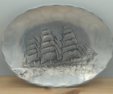 Wendell August Hammered Aluminum Ship Nautical Trinket Dish picture