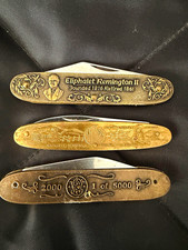 VTG Smith & Wesson, Remington, &Parker Solid Brass Pocketknife LOT (3) AllUnused picture