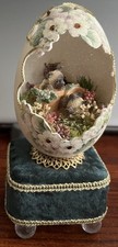 Vintage Ostrich Egg Diorama-2 Baby Bears Playing in the Forest picture