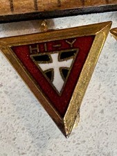 Lot Of 2 Vintage YMCA HI-Y Fraternal Pin Gold Gilt With Enameling picture