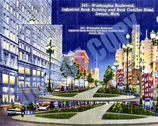 Washington Boulevard Book Cadillac Hotel Detroit Post Card Art 8x10 Photo picture