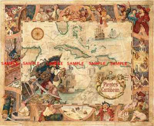 1997 Disney Pirates Of The Caribbean Attraction Map 11 x 13.5 picture