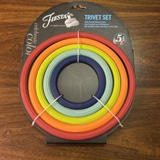 NEW Fiesta 5 Piece Multicolor Silicone Rings Trivet Set picture
