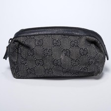 Gucci GG Zip Top Canvas Leather Pen Pencil Case picture