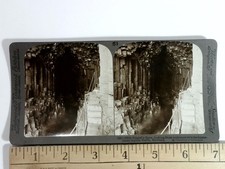 Fingal's Cave Stereoview Underwood & Underwood Scotland Basalt Columns 1900s picture