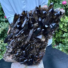 40LB Large natural smoky black quartz cluster crystal raw specimen healing picture