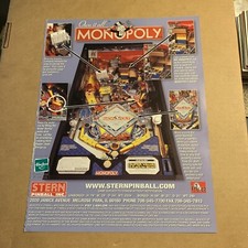 oRIGINAL 11- 8''  Monopoly stern Pinball  ARCADE GAME FLYER picture