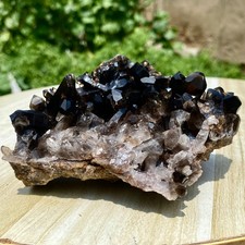 483G Natural smoky black quartz cluster crystal mineral specimen picture