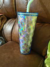 Starbucks Iridescent Holographic Cold Cup Tumbler w/ Lid & Straw 24 oz picture