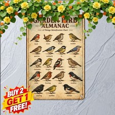 Backyard Bird Identification Chart Metal Sign Vintage Science Decor Plaque picture