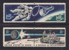 1967 SPACE WALK & 1971 LUNAR ROVER - SET OF 2 U.S. STAMP PAIRS - MINT CONDITION picture