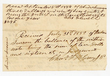 1852 Handwritten Receipt Andree Luman Jackson Michigan Signed Robert Patterson picture