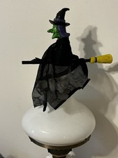 VTG Rare Halloween Flying Witch Tree Topper Witch 9.5x6.25 picture