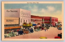 Sidney Nebraska NE Street Scene Main St Cars Safeway Fox Theatre Vtg Postcard picture