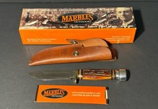 Marbles 80104 Jigged Bone Fixed Blade Knife W/ Sheath & Box Unused ? picture