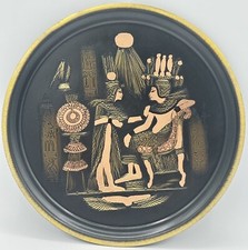 Egyptian Pharaoh Cleopatra Hieroglyphics 8” Metal Decorative Plate Wall Hanging picture