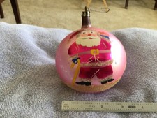 Vintage Glass Christmas Ornament- Jumbo Santa ball picture