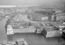 Aerial Osaka Castle is seen circa May 1929 in Osaka Japan Historic Old Photo picture