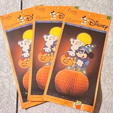 3 Vtg Halloween Honeycomb Die 17” Centerpiece 1987 Eureka MICKEY MOUSE Disney picture