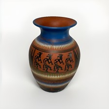 Vintage Southwestern Pottery Vase Kokopelli Hand Painted Signed  picture