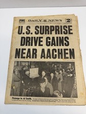 Daily News WW2 NY Newspaper 10/7/1944 U.S. SURPRISE DRIVE GAINS NEAR AACHEN picture