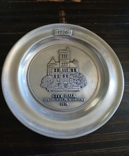Vintage 1976 Springfield City Hall Pewter Plate  picture