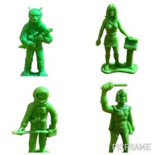 4 Vtg 1970s Tim Mee Timmee Green Alien Space Galaxy Laser Team Figure Toy Lady picture