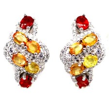 SHOLA Genuine Natural Multicoloured Sapphire Earrings Sterling Silver E483 picture