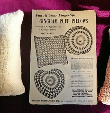 Mail Order Vtg 60s Frederick Herrschner Co Gingham Puff Pillows Instruction  picture