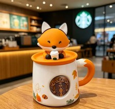 LUXURY  NEW Starbucks Ceramics Mug Cup Set Autumn Forest Maple Leaf Cute Fox picture