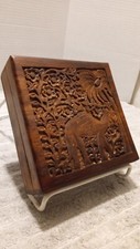 Vintage Hand Carved CAMEL Wood TRINKET Jewelry Box ~ 6