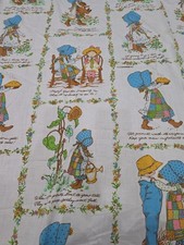 Vtg 1970s Holly Hobbie Twin Fitt Sheet Sunbonnet Girls Prairie Cottagecore Retro picture