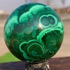 273G Natural glossy Malachite ball crystal sphere mineral sample healing picture