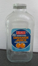 VINTAGE SEALTEST ORANGE JUICE BOTTLE 1/2 GALLON EMPTY  KRAFT INC. PAPER TABLE picture