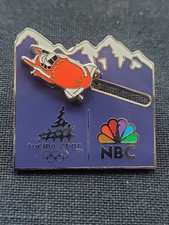 Torino 2006 Olympic 2 man bobsled NBC pin. Very rare. Bobsled slides. picture