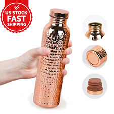27oz Copper Water Bottle Handmade Hammered Finish Joint Free BPA Ayurvedic picture