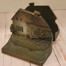 Bradley & Hubbard Cast Iron Book Ends Edgar Allen Poe Home Cottage House Vintage picture