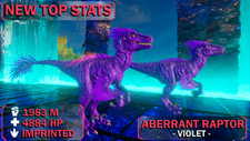 ⚡ARK Survival Ascended PvE PC/XBOX/PS5 Aberrant Raptor Violet Top Stats 1983M picture
