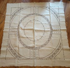 Pristine Vintage Madeira Hand Embroidered Linen Cutwork Tablecloth 50x50 picture