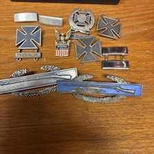 Sterling Silver Lot - WWII WW2 Era US Army Military Badges Insignia Pins 88 Gram picture