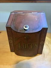 Antique Victorian Toleware CLOVES Spice Tin Canister Porcelain Knob 1800s picture