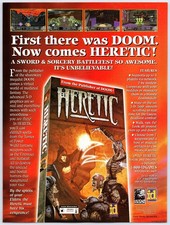 Heretic - PC Game - Doom Id Raven - Vintage Original Print Ad/Poster Promo 1994 picture