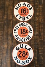 Gulf Gasoline With Prices advertising sign oil gas 3 Piece No Nox picture