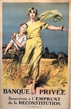 Original 1920 French Great War Reconstruction Poster for a Private Bank picture
