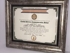 COMBAT SERVICE COMMEMORATIVE MEDAL CERTIFICATE ~ Type 1 picture